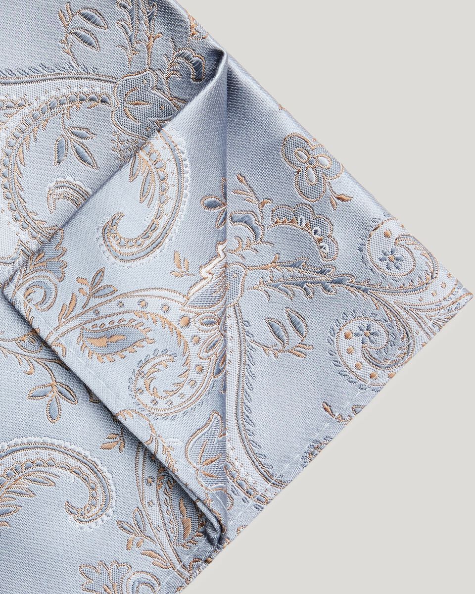 Light Blue Two-Tone Floral Jacquard Silk Pocket Square